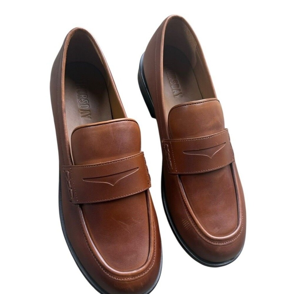 Thursday Boot Co. Men’s Leather Penny Loafers Brown Cognac Dress Shoes Size 9.5